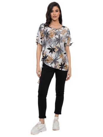 μπλουζα plus size βισκοζ με δεσιμο multicolor σε προσφορά