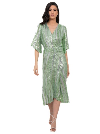 φορεμα plus size κρουαζε παγετα με ζωνη μεντα μεντα σε προσφορά