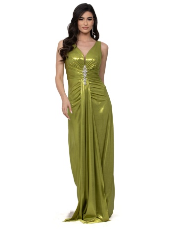 βραδινο φορεμα μακρυ μεταλιζε lime