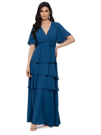 φορεμα plus size με βολαν μπλε μπλε