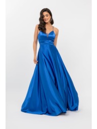 φορεμα plus size μαξι σατεν εξωπλατο μπλε ρουα μπλε ρουα