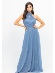φορεμα plus size μακρυ με glitter μπλε μπλε