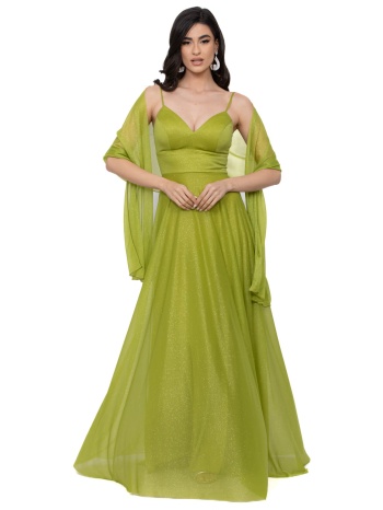 βραδινο φορεμα glossy μακρυ lime lime