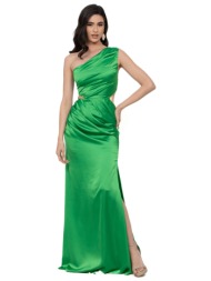 φορεμα σατεν μονοπλευρο πρασινο