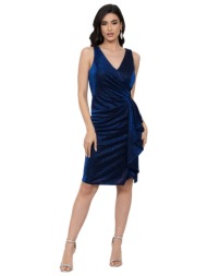 φορεμα plus size glossy με σουρα μπλε