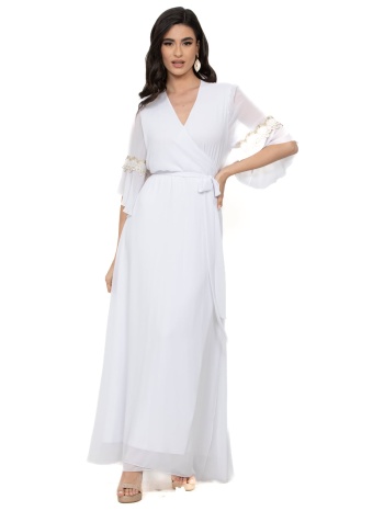 φορεμα plus size μακρυ κρουαζε λευκο λευκο