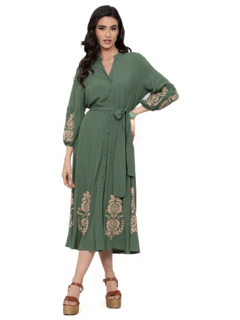 φορεμα plus size σεμιζιε βισκοζ χακι χακι σε προσφορά