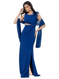 φορεμα μακρυ με κομπο μπλε ρουα
