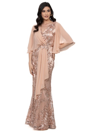 φορεμα plus size μακρυ δαντελα με μουσελινα nude σε προσφορά