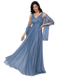 φορεμα plus size glossy μακρυ indigo indigo