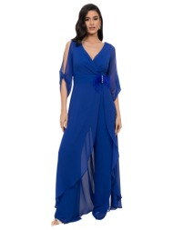 ολοσωμη φορμα plus size μουσελινα μπλε ρουα