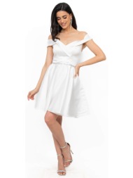 φορεμα σατεν κοντο κλος λευκο λευκο