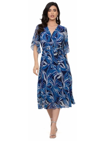 φορεμα plus size μιντι κρουαζε εμπριμε μπλε μπλε σε προσφορά