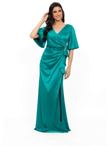 φορεμα plus size σατεν μακρυ σμαραγδι σμαραγδι
