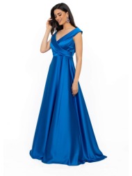φορεμα plus size μακρυ σατεν μπλε ρουα