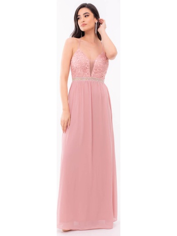 φορεμα μακρυ εξωπλατο μουσελινα ροζ ροζ σε προσφορά