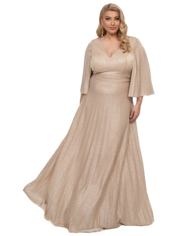 φορεμα plus size glossy μακρυ χρυσο