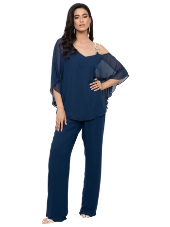 μπλουζα plus size μουσελινα με νυχτεριδα μανικια μπλε μπλε σε προσφορά