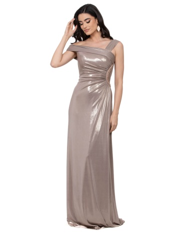 φορεμα μεταλιζε μακρυ μπεζ σε προσφορά