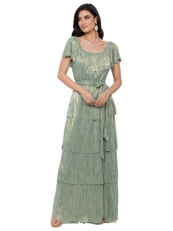 φορεμα plus size πλισε μεταλιζε με βολαν μεντα μεντα σε προσφορά