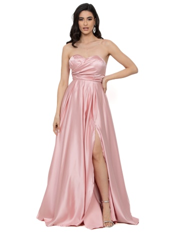 φορεμα στραπλες σατεν ροζ ροζ