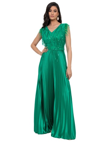 φορεμα σατεν πλισε πρασινο πρασινο σε προσφορά