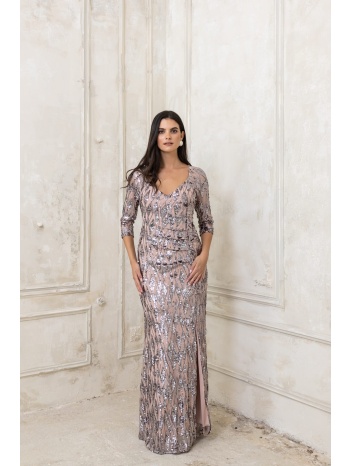 φορεμα παγετα μακρυ με σκισιμο nude nude