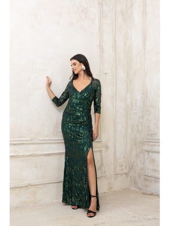 φορεμα plus size παγετα μακρυ με σκισιμο πρασινο πρασινο