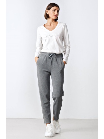 παντελονι σαλβαρι πλεκτο με δεσιμο γκρι σε προσφορά