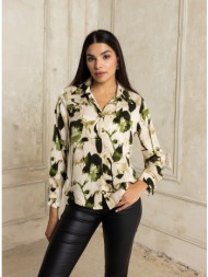 πουκαμισο floral με γιακα lime