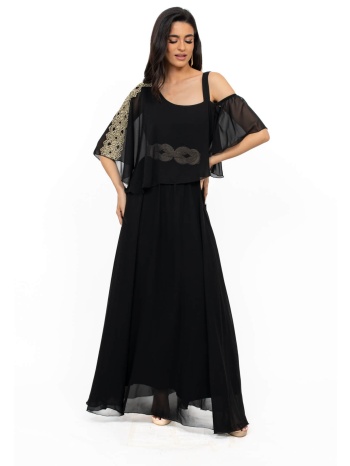 φορεμα plus size μακρυ μουσελινα μαυρο σε προσφορά