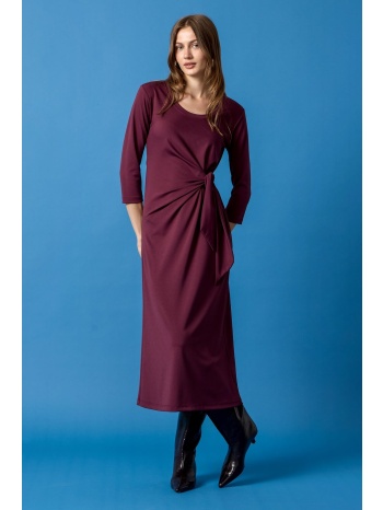 φορεμα ελαστικο μονοχρωμο με δεσιμο μπορντο μπορντο σε προσφορά