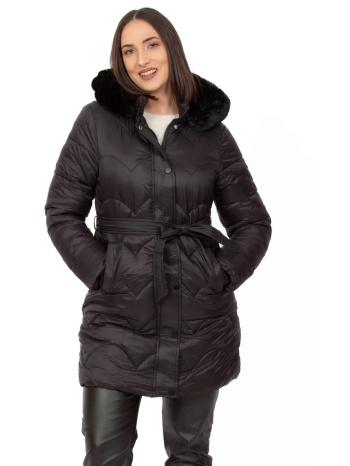 μπουφαν με επενδυση γουνα μαυρο μαυρο σε προσφορά
