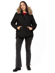 μπουφαν plus size κοντο με σουρες στο πλαι μαυρο μαυρο