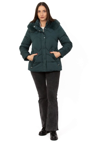 μπουφαν plus size κοντο με κουκουλα πρασινο πρασινο σε προσφορά