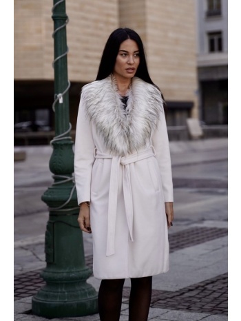 παλτο με αποσπωμενη γουνα εκρου σε προσφορά