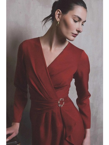 φορεμα κρουαζε με βολαν μπορντο μπορντο σε προσφορά