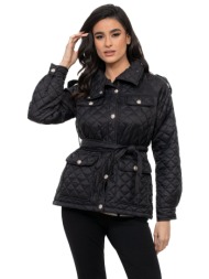 μπουφαν καπιτονε μαυρο με ζωνη μαυρο