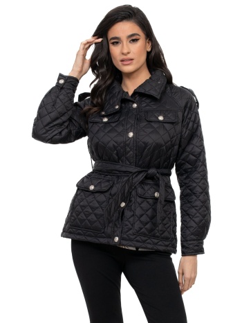 μπουφαν καπιτονε μαυρο με ζωνη μαυρο σε προσφορά