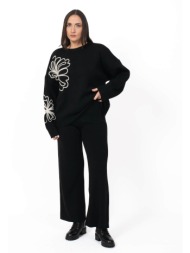 σετ πλεκτο με μοτιφ μαυρο μαυρο