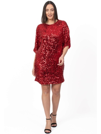 φορεμα παγετα με τριτεταρτο μανικι κοκκινο κοκκινο σε προσφορά