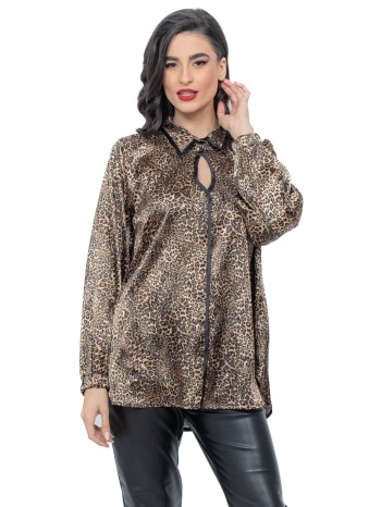 πουκαμισο plus size σατεν animal animal σε προσφορά