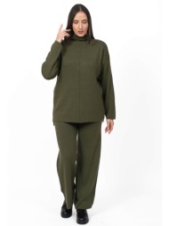 σετ πλεκτο λουπετο χακι ...