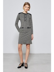 φορεμα πλεκτο ζακαρ ελαστικο ασπρομαυρο