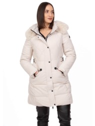 μπουφαν με κουκουλα εκρου εκρου