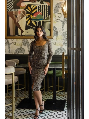 σετ φουστα μπλουζα ζεβρα καμηλο σε προσφορά