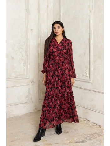 φορεμα μακρυ με ζωνη μπορντο μπορντο σε προσφορά