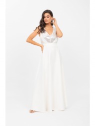 φορεμα plus size bridal με παγετα λευκο λευκο