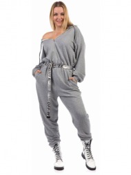 ολοσωμη φορμα φουτερ με κουκουλα plus211011p γκρι