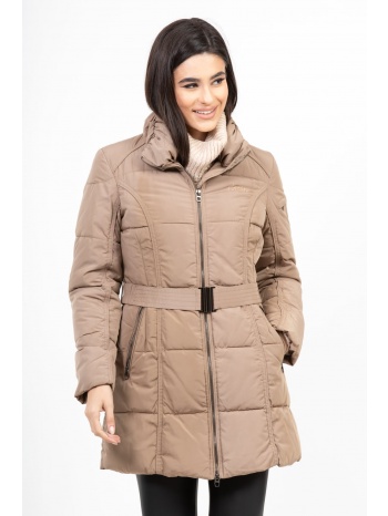 μπουφαν plus size με ζωνη plu1375 μπεζ σε προσφορά